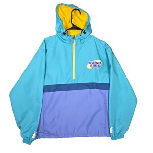 Dutch Bros Half Zip Hooded Windbreaker Unisex Size M Teal Blue